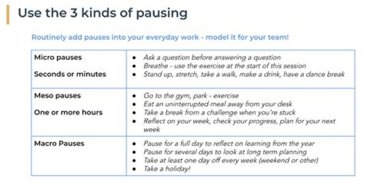Pause during a hike for example